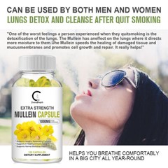 Mullein Leaf Capsules For Lung Cleansing & Detox Herbal Dietary Supplement 120pc