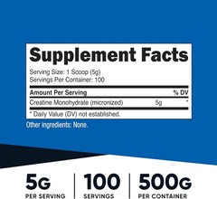 Nutricost Creatine Monohydrate Powder 500g Micronized 100 Servings 5g Scoop