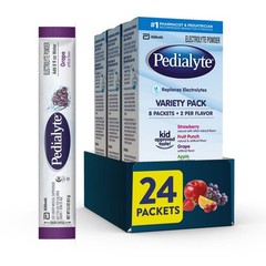 Pedialyte Electrolyte Powder Packets, Variety Pack, 24 Count, Blue and White