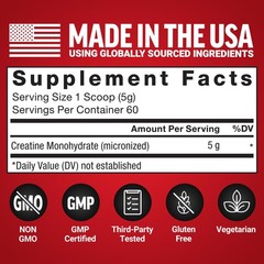 Force Factor Creatine Monohydrate Powder, 5g 10.6 Ounce (Pack of 1),