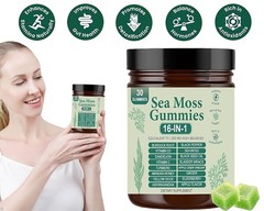 1 Sea 16 Organic Moss Gummy | Irishmoss Extract 6000Mg | Apple Green Flavor in