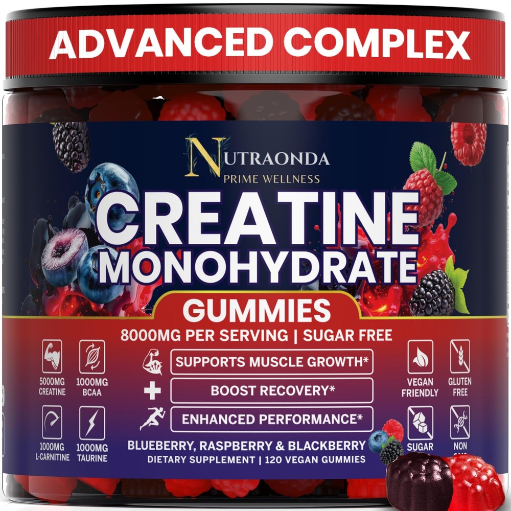 Pre-Workout Gummies – 120-Count Creatine Monohydrate Gummies for Men and Wome…