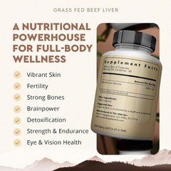 Grass Fed Beef Liver Supplements Endurance Strong Bones Vibrant Skin 180 Caps US