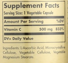 Solgar Vitamin C 500mg 100 Vegetable Capsules