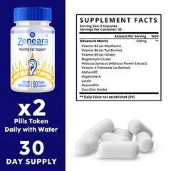 (3 Pack) Zeneara, Healthy Ear Support for Ear Ringing & Tinnitus (180 Capsules)