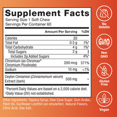 Force Factor Splendid Cinnamon Ceylon Chromium Metabolism Antioxidant 60 Chews