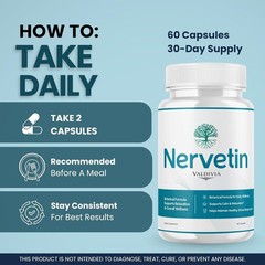 Nervetin Nerve Support Supplement Capsules Neuropathy Tingling 2 Pack 120Ct