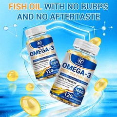 3x Strength EPA & DHA Omega 3 Fish Oil 3600mg, Highest Potency, 4 × 120 Softgels