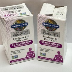 2x Garden of Life Feminine pH Daily Care Probiotic 30 Caps EXP 8/27. 2 Open Box.