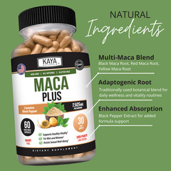 MACA Plus Supplement 60ct, Assist Sexual Well-being, Healthy Energy & Endurance
