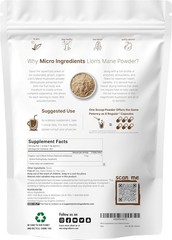 Micro Ingredients Organic Lion’s Mane Mushroom Powder Pure Fruiting Superfood