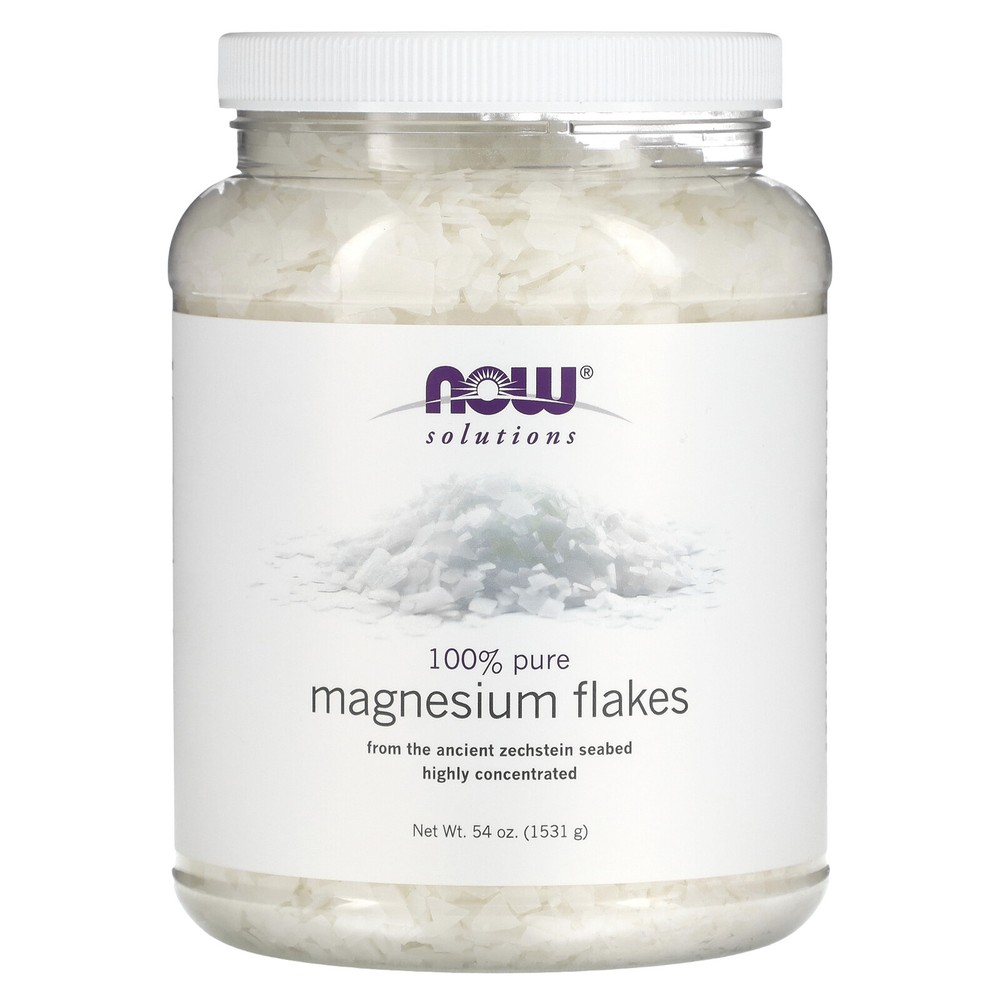 Now Foods Solutions Magnesium Flakes 100 Pure 54 oz 1531 g Not Tested on Animals