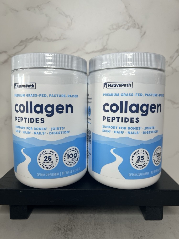 NativePath Collagen Peptides Grass Fed Unflavored Powder Two! 8.8 oz Exp 04/2028