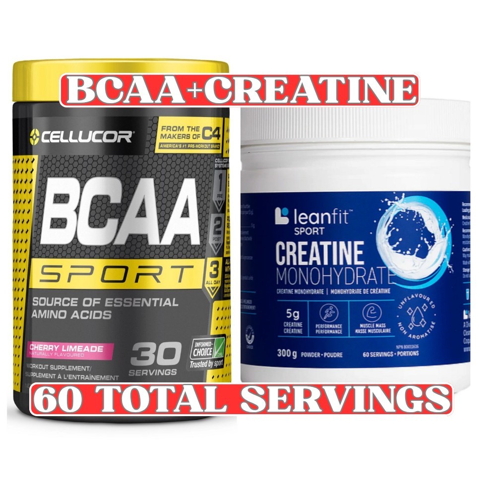 Cellucor BCAA Sport Cherry Limeade + Leanfit Creatine Gym Bundle 60 Servings