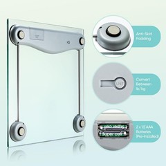 Digital Bathroom Scale Large Blue LCD Backlight Tempered Glass 400lb