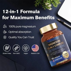 12 Magnesium Forms Complex 2 Pack Glycinate L-Threonate Muscle & Sleep Help