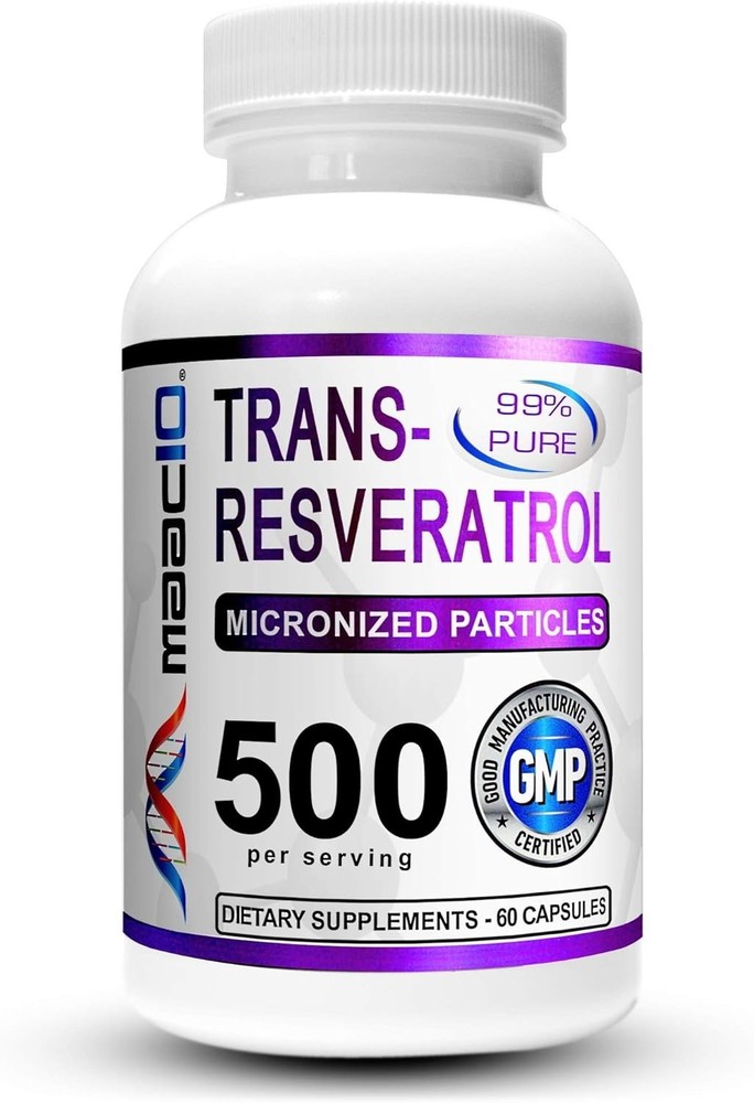 Resveratrol, 99% Pure, Micronized Trans-Resveratrol, 500mg, 60 capsules
