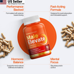 Testosterone Booster Supplement – Male Enhancing 90 Count (Pack of 1), Orange