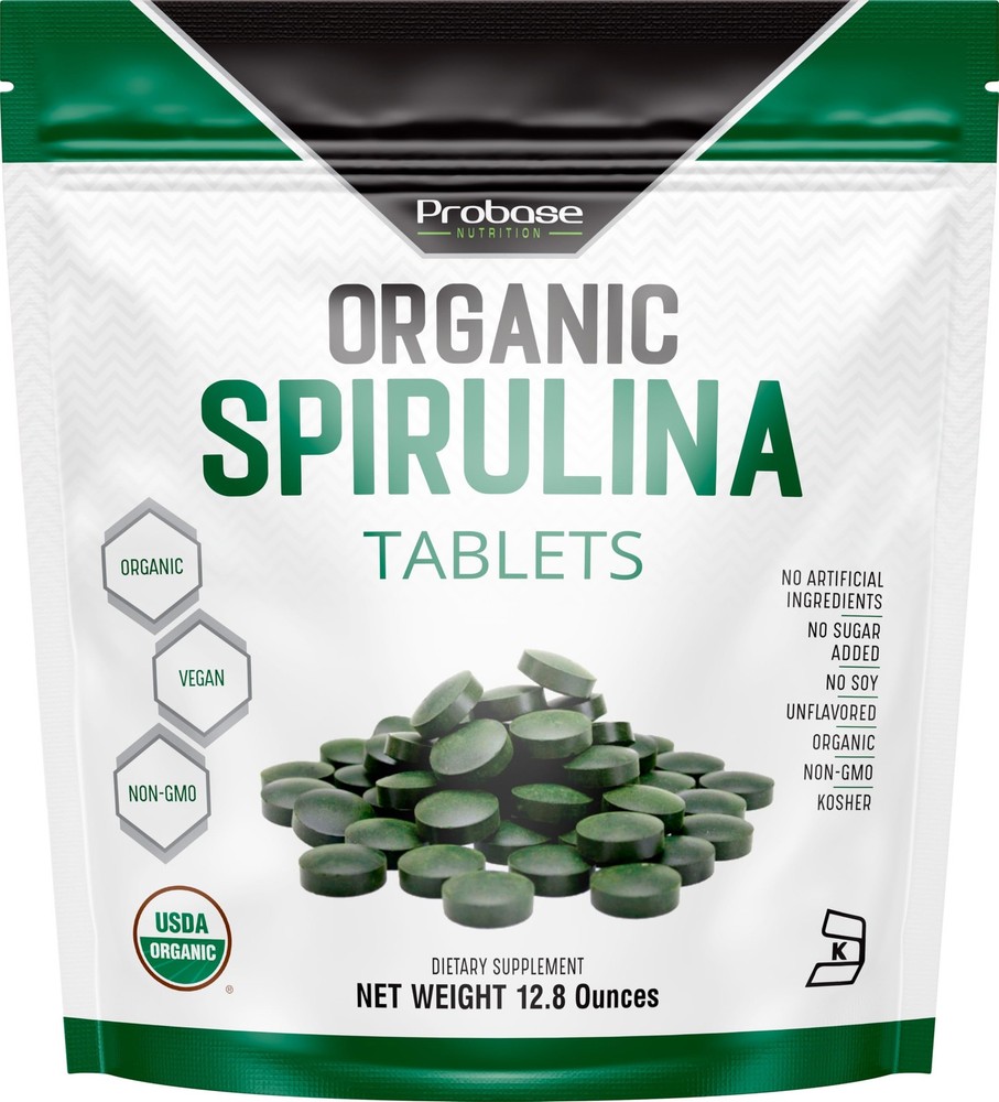 Probase Nutrition, Organic Spirulina Tablets, Premium Spirulina Supplement