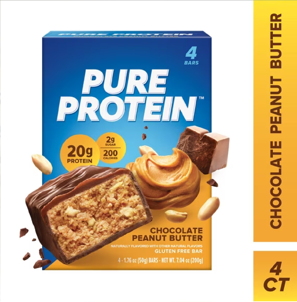 Pure Protein Bars, Chocolate Peanut Butter, Gluten Free, 20g Protein, 1.76 oz, 4