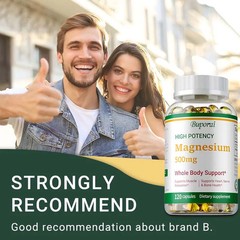 High Potency Magnesium 120pcs,Energy Metabolism, Supports Bone and Muscle Health