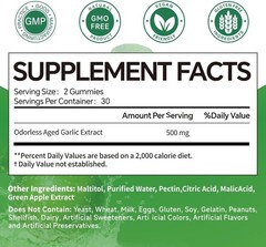 Odorless Aged Garlic Extract Gummies,7500mg Garlic,2 Years Aged Garlic Extract,G