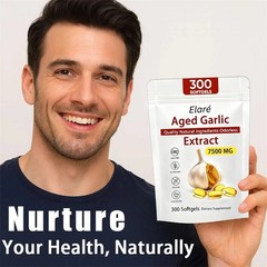 1 PACK Elare Aged Garlic Extract, 300 Softgels, 7500mg Odorless | Heart & Immune