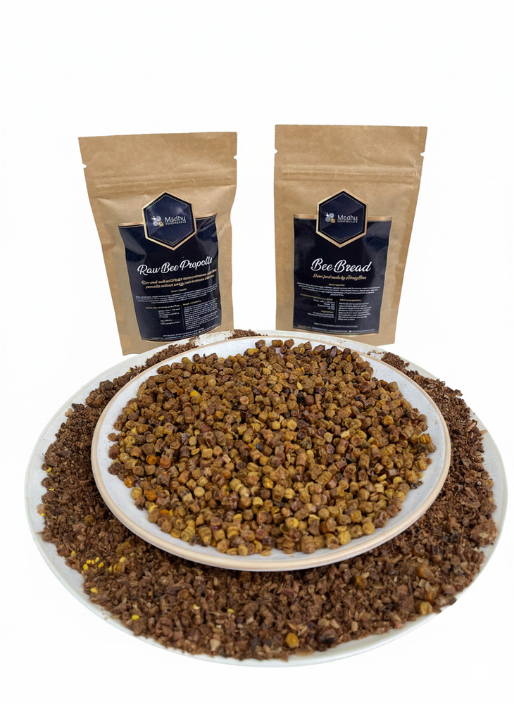 Bee Bread (Perga) Granules + Raw Propolis Resin Set 200g (7oz) – 2025 Harvest