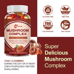 Lion Mane Mushroom Compound Soft Candy for Strong Memory Intelligence Brain 60pc