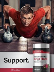 Horbäach Nitric Oxide Beet Root Capsules 180 Count Vegetarian Non-GMO