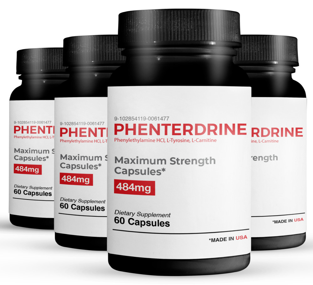 4 Pack Phenterdrine, fórmula termogénica para quemar grasa-60 Cápsulas x4
