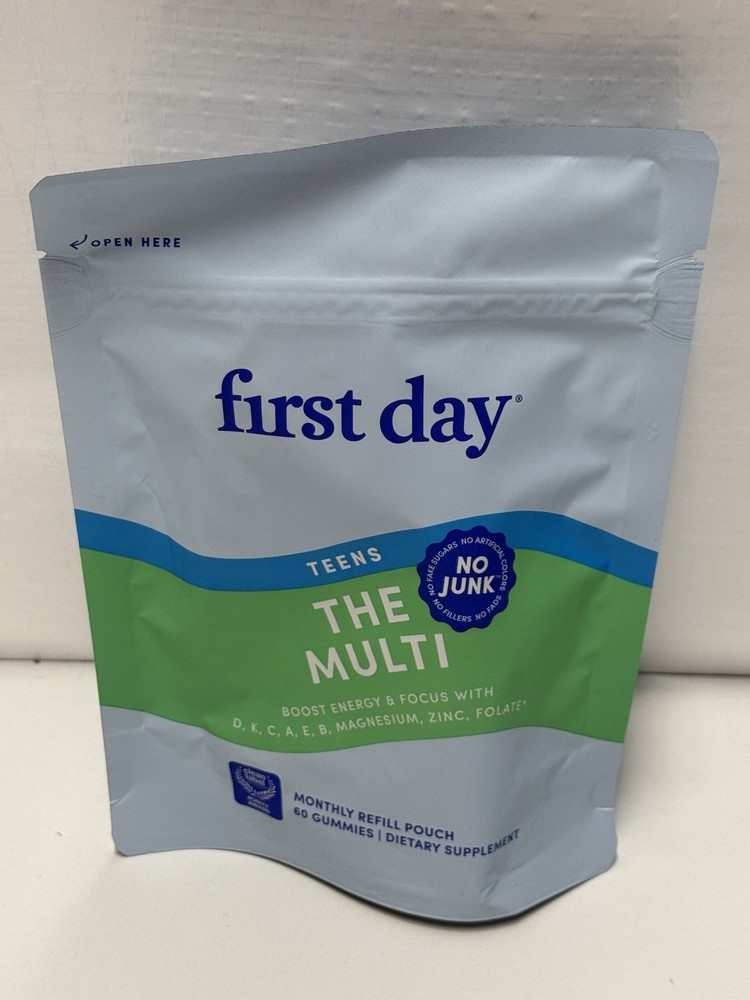 First Day TEENS The Multi 60 gummies Refill Bag SEALED Non Gmo USA Exp 4/2027