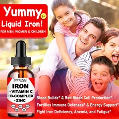 High Potency Liquid Iron Drops with Vitamin C & B-Complex for Energy & Anemia