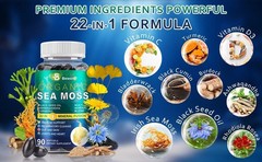 Organic Sea Moss Softgels, 90 Capsules – with Irish Sea Moss, Vitamin C, D3, …
