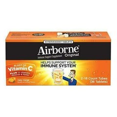 Airborne Zesty Orange Effervescent 1000mg of Vitamin C Tablets – 36 Count