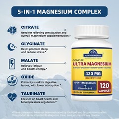 Vitamin B6 + Magnesium Complex Supplement 420mg, 120 Veggie Capsules – 60 Days