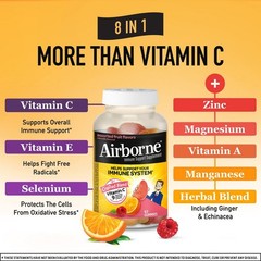 Airborne Immune Support Gummies with Vitamin C & Zinc – Assorted Fruit-63ct