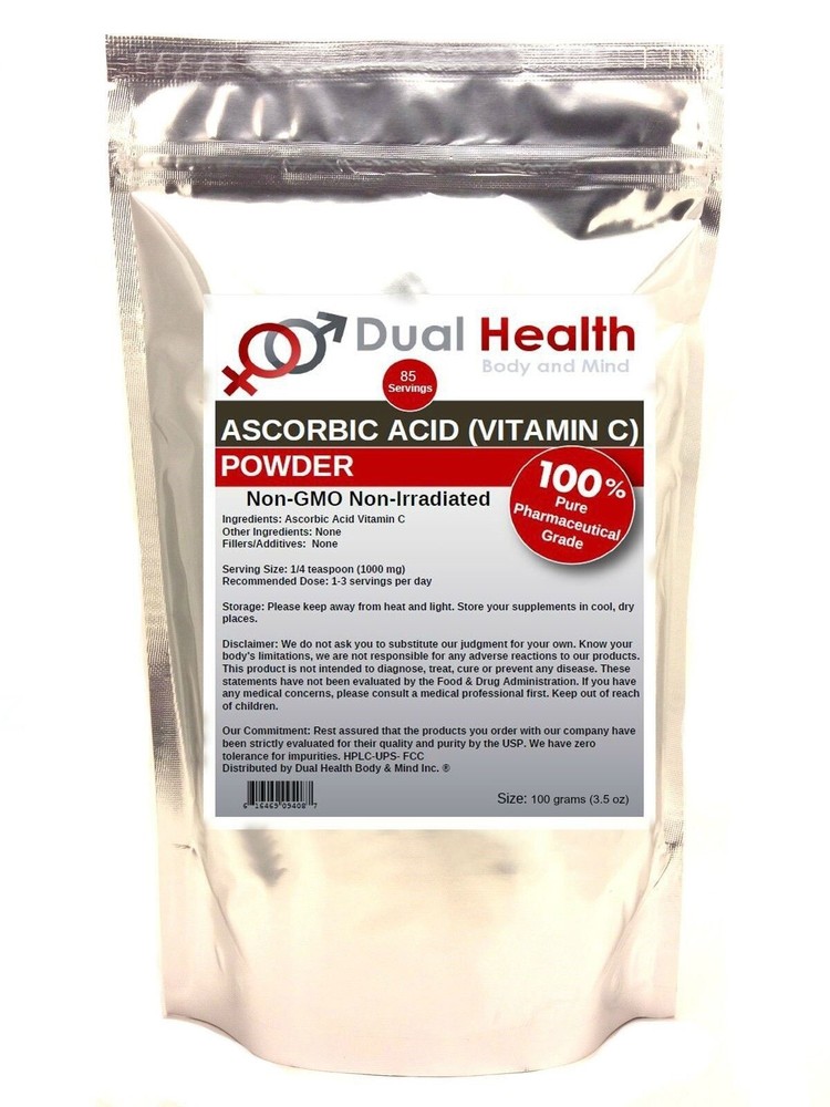 ASCORBIC ACID (100 grams (3.5 oz)) Pure Vitamin C Powder Non-GMO Non Irradiated