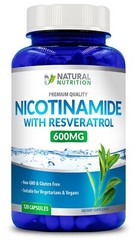 Nicotinamide 600mg with Resveratrol Vitamin B3 – 120 Veggie Capsules Non-GMO
