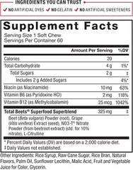 Force Factor Total Beets Soft Chews with Beetroot, 60 Count (Pack of 1)