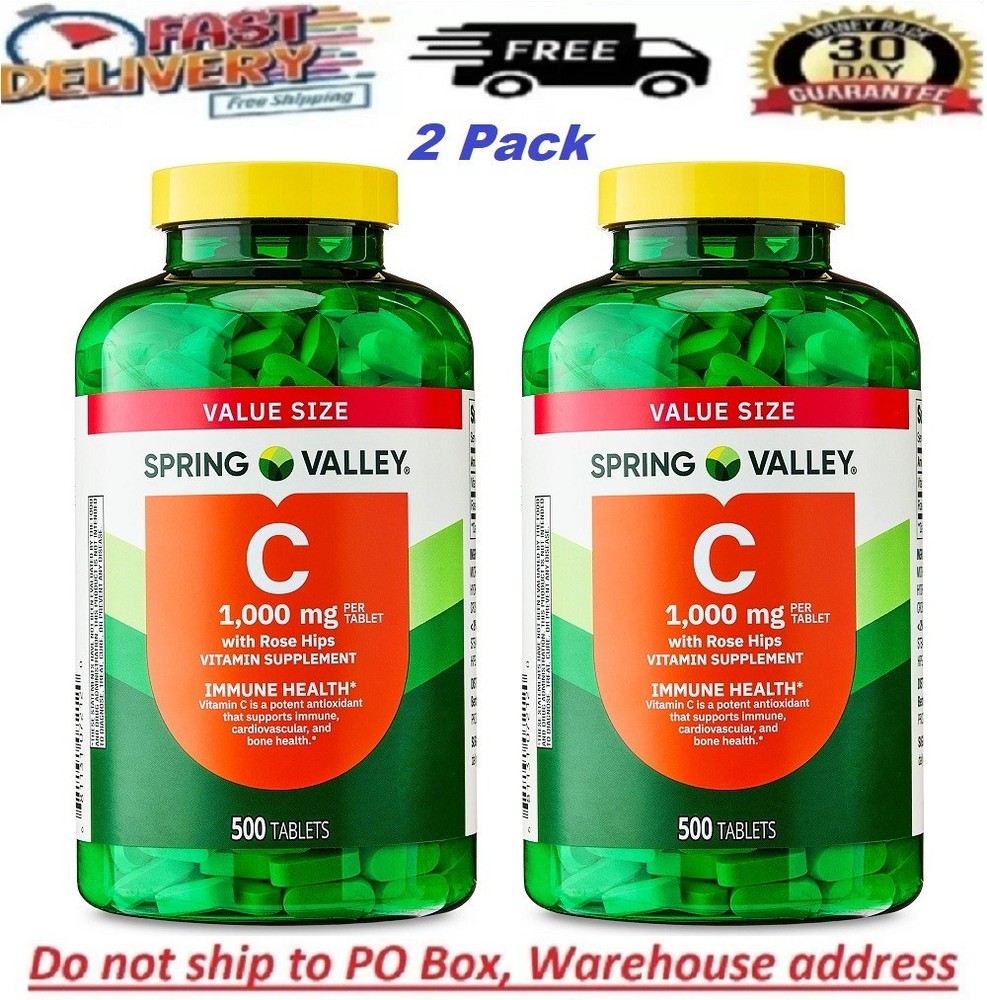 Spring Valley 1000 mg, Vitamin C with Rose Hips 1000 Tablets, Support Immune new