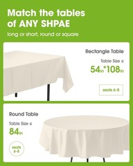 Pureegg Plastic Table Cloth Disposable 10 Pack, 84” Round Table Cloths, Part…