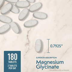 Magnesium Glycinate Tablets 180 ct — Supports Heart, Bone, Nerve, Muscle Health