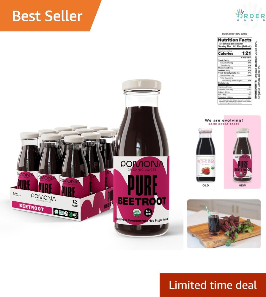 Organic Beet Juice Non-GMO No Sugar Gluten Free Pack of 12 8.4 oz
