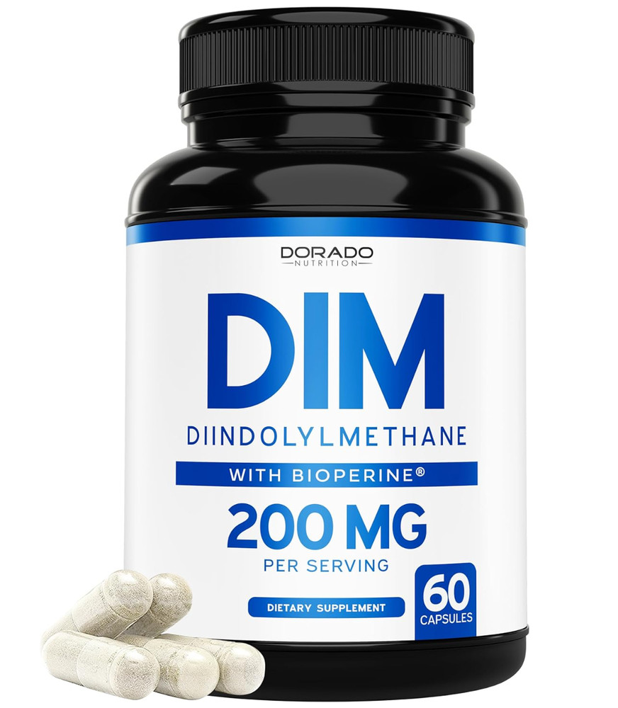 DIM Supplement (Diindolylmethane) 200 mg with 2.5 mg BioPerine 60 Count Vegan