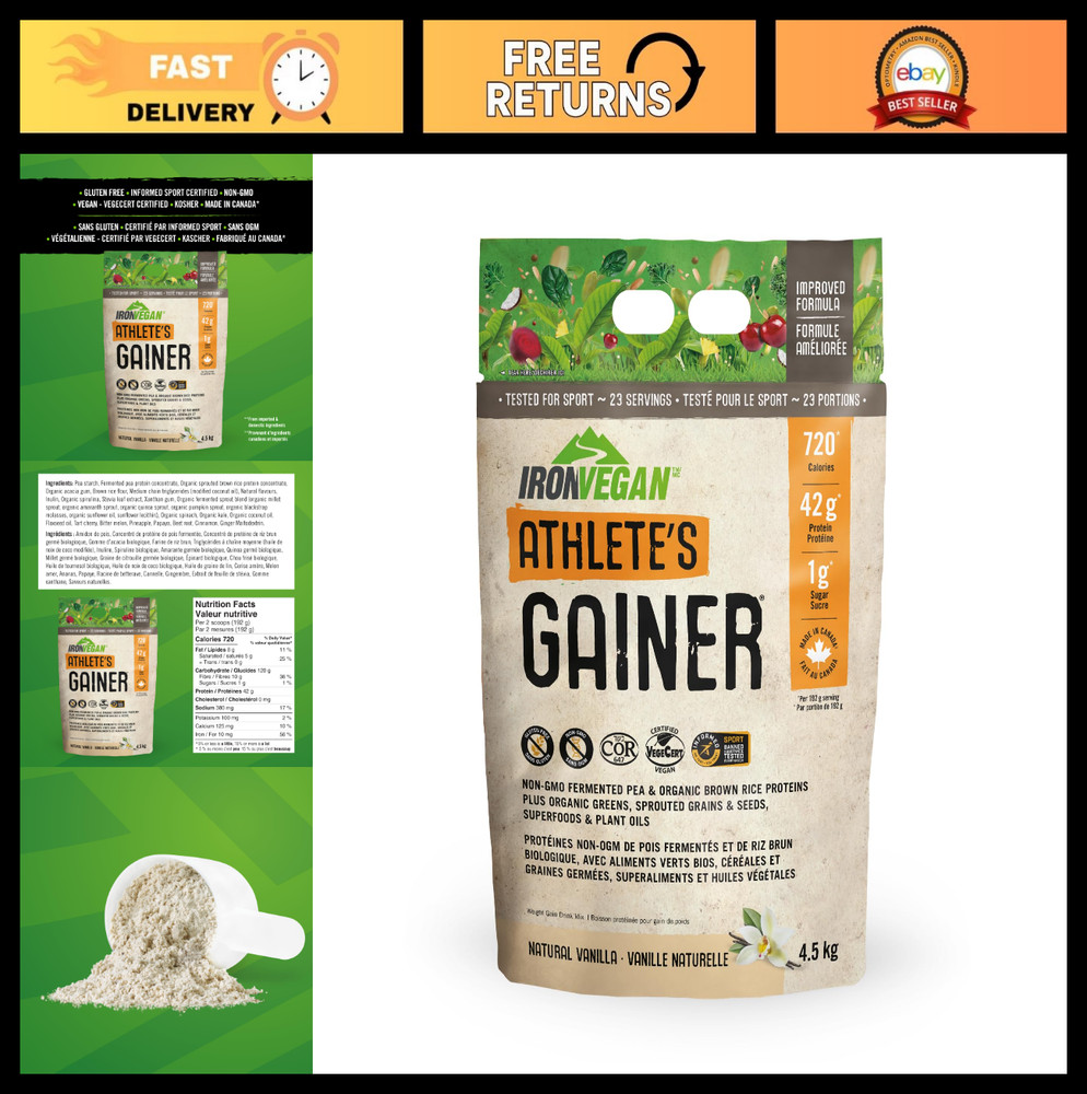 Vegan Athlete’s Gainer Protein Powder, Vanilla Flavor, 10 lbs (4.5 kg) – Muscle