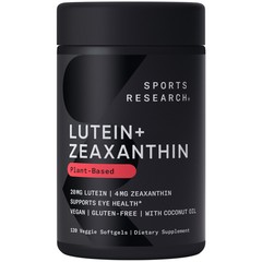 Vegan Lutein + Zeaxanthin (20mg) with Organic Coconut Oil for Better Absorption
