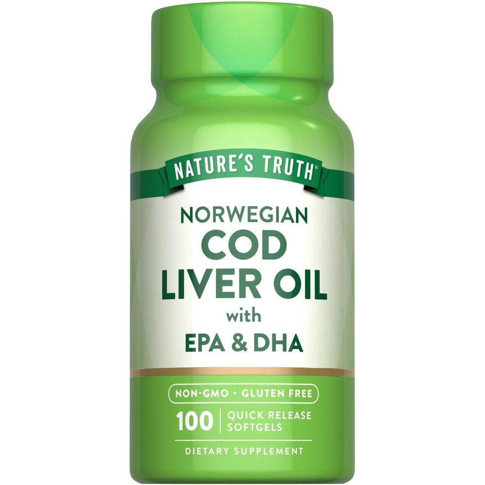 Nature’s Truth Cod Liver Oil Softgels 100 Count Nutritional Supplement 415mg
