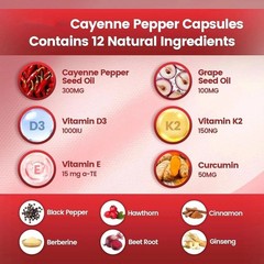 3PCS Cayenne Pepper Softgels Supplement,Supports Leg Vein,Heart and Blood Vessel