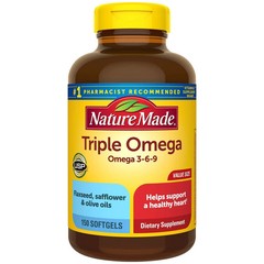 Triple Omega 3 6 9 Supplements, Flaxseed, Safflower Olive Oils, Fish Free Om…